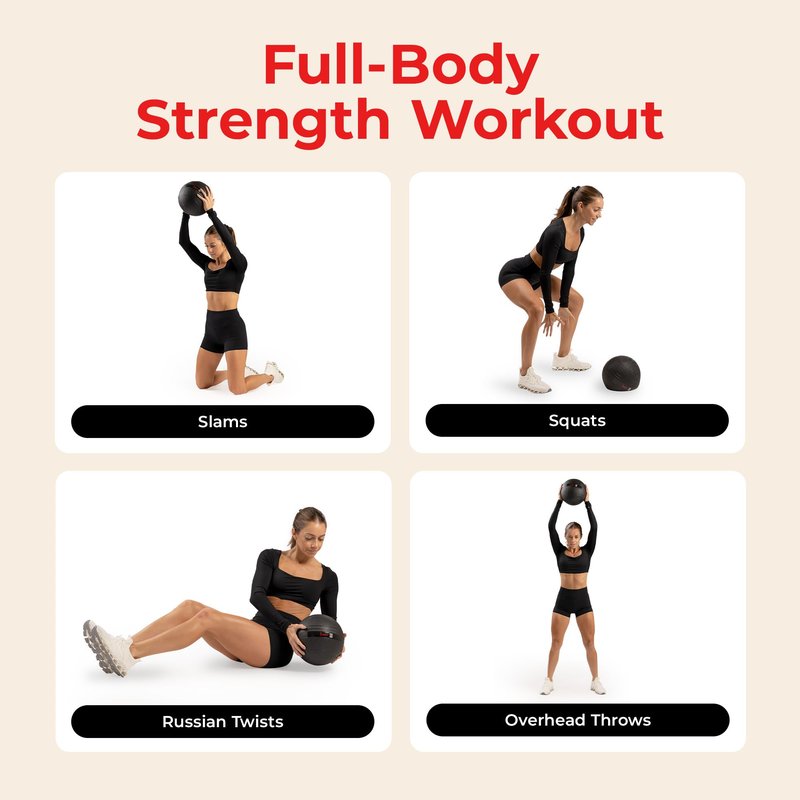 Sunny Health & Fitness Ultra-Durable Slam Ball, Sand Filled No-Bounce Core, Non-Slip Grip – Available in 10–50 lbs