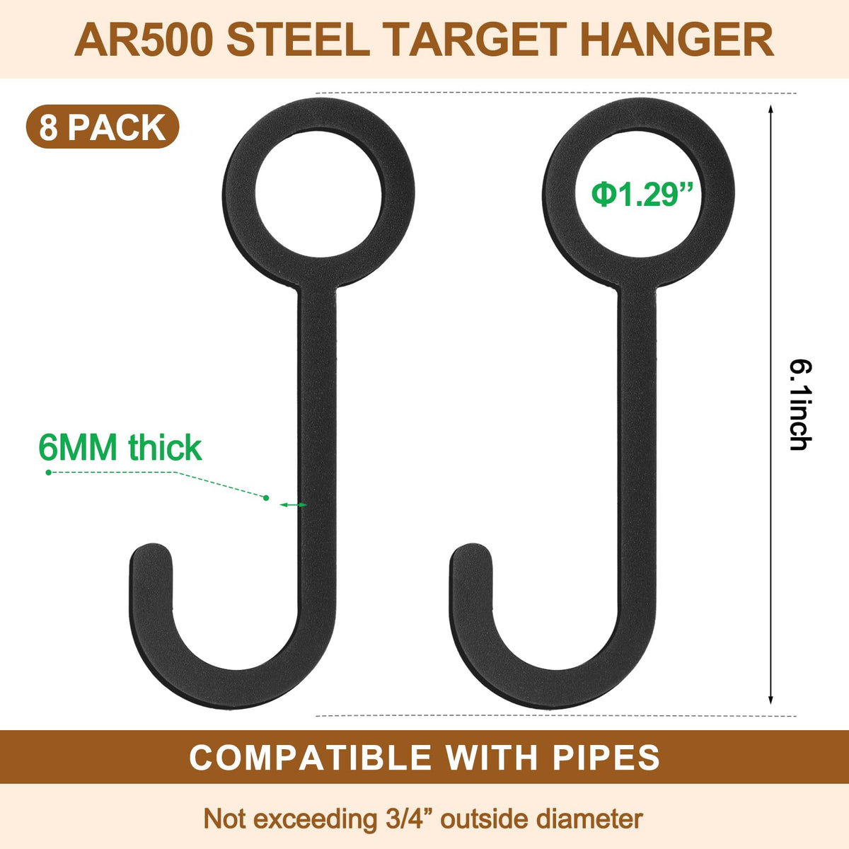 Jenaai 2 Sets Shooting Target Stand Kit Steel Hanger Holder DIY Gong Target Kit for 1 Inch Electric Metallic Tube Conduit(Black)