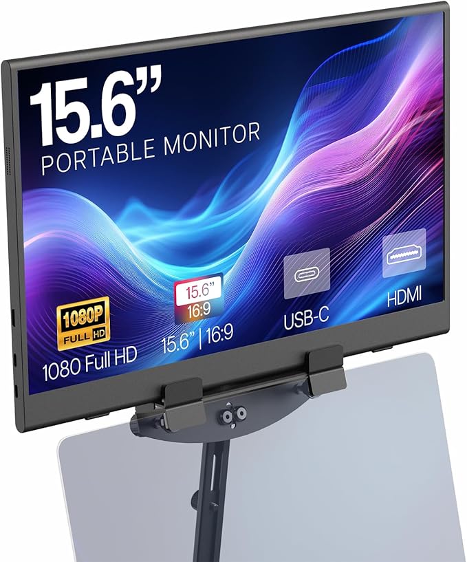 VIVO 15.6 inch Portable Monitor with Laptop Screen Extender Holding Bracket, Fits Laptops up to 18.5 inches, Black, STAND-PM01M