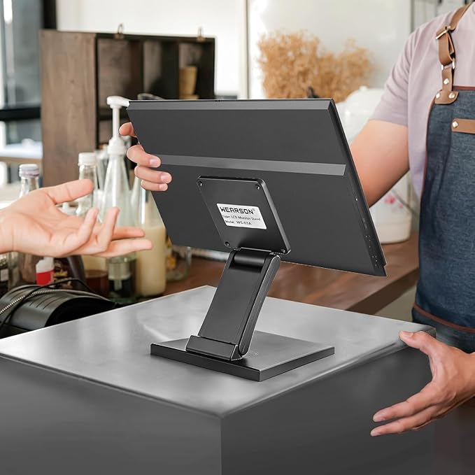 Adjustable Foldable Single Monitor Mount, Low Profile VESA Monitor Desk Mount 75x75mm & 100x100mm, Fits 10-27 Inch LCD Touch Screens