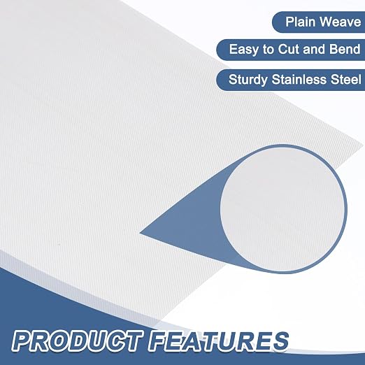 uxcell 250 Mesh 39" x 10" Woven Wire Mesh, 316 Stainless Steel Air Vent Filter