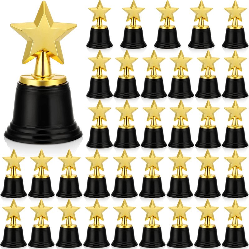 Jerify 24 Pcs Mini Star Trophy Awards Bulk 4.7 Inch Gold Trophy Awards Plastic Cup for Party Favors Soccer Football Winning Prize Competitions Carnival Rewards