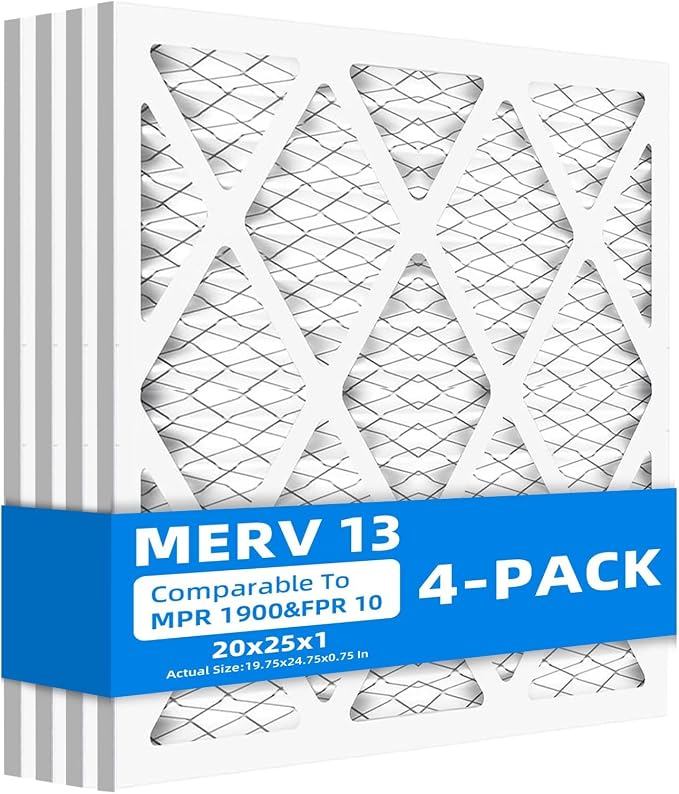 20x25x1 Furnace Air Filters, MPR 1900 & FPR 10, MERV 13 Pleated Air Filter