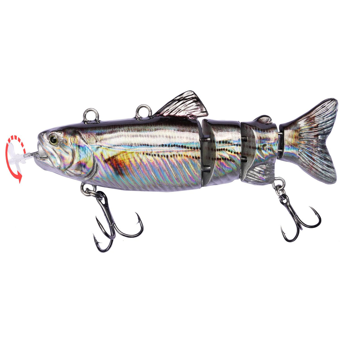 Robotic Swimming Fishing Bait Electric Lures 3.5" USB Rechargeable LED Light Wobbler 4-Segement Multi Jointed Swimbait Hard Lures Fishing Tackle