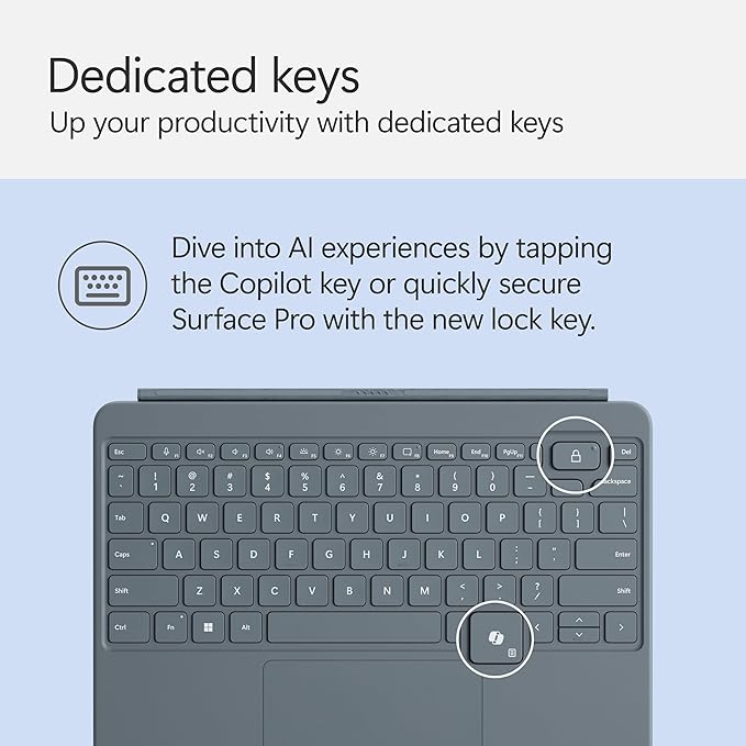 Microsoft Surface Pro Keyboard and Slim Pen 2 Bundle for Surface Pro 12" Device, Alcantara Material, Ocean