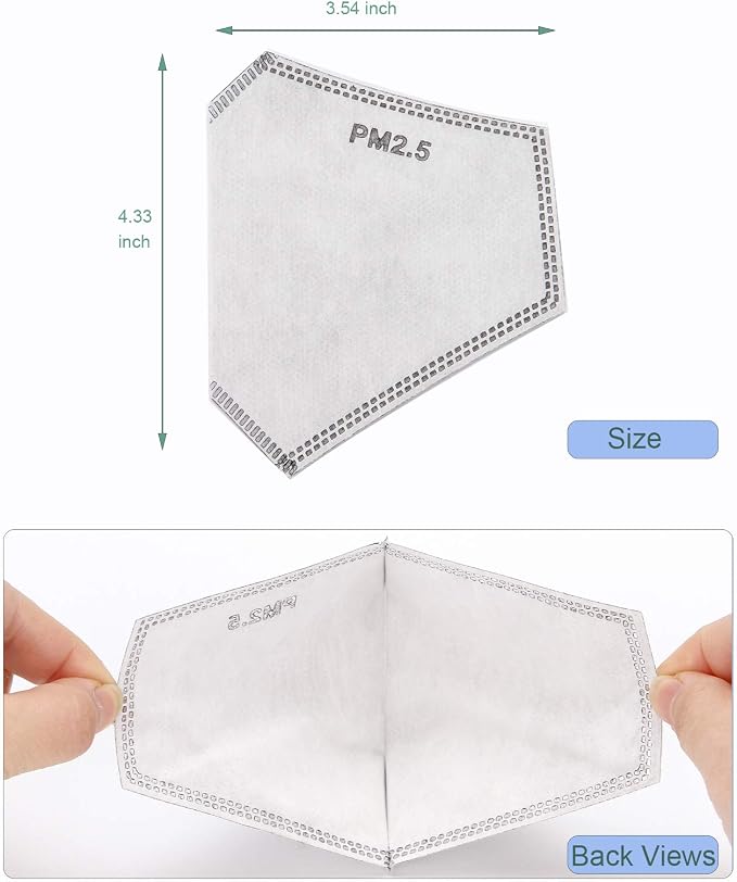 100 PCS New 3D Cutting PM 2.5 Activated Carbon Filter, 5 Layers 3D Pm2.5 Filter