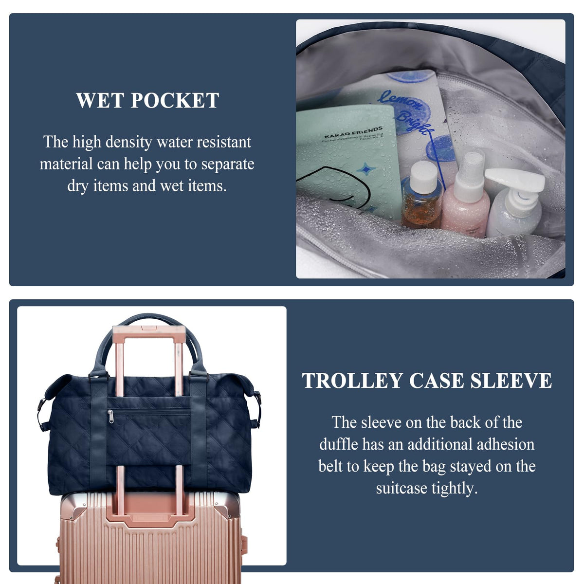 Travel Duffel Bag,Overnight Weekender Bags for Women with Wet Pocket