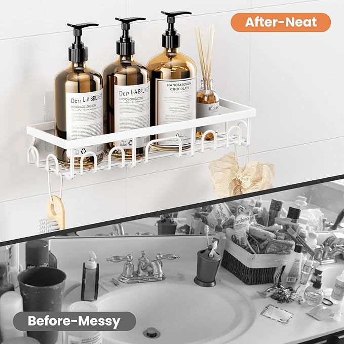 Shower Caddy, 3 Pack Shower Shelves for Inside Bathroom, Rustproof Adhesive Bathroom Organizer with Soap Holder, No Drilling Washroom Organizers and Storage for Bathtub Room/Kitchen/Home, White