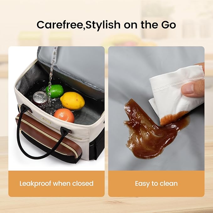 LOVEVOOK Insulated Lunch Bag Women,Wide Opening Adult Lunch Box Women,Leakproof Cooler Bag for Work Picnic Beach Family College,Lunch Teacher Tote Bag with Adjustable Shoulder Strap and Cup Holder