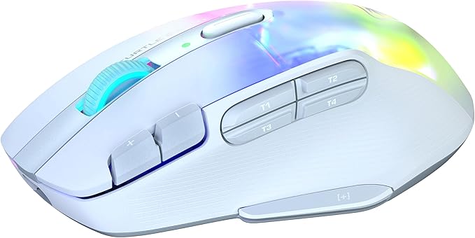 Turtle Beach Kone XP Air Wireless RGB Gaming Mouse, 19000 DPI Optical Sensor, 100-hour Rechargeable Battery & Charging Dock, 29 Programmable Inputs, Ergonomic Design, Bluetooth, 4D Wheel – White