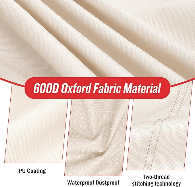 Youlvy Fire Pit Cover Rectangular 44 Inch - Waterproof Outdoor Fire Table Cover Rectangle Heavy Duty, 600D Patio Propane Gas Firepit Cover Rectangular Tear Weather Resistant - 44 x 28 x 25 Inch Beige