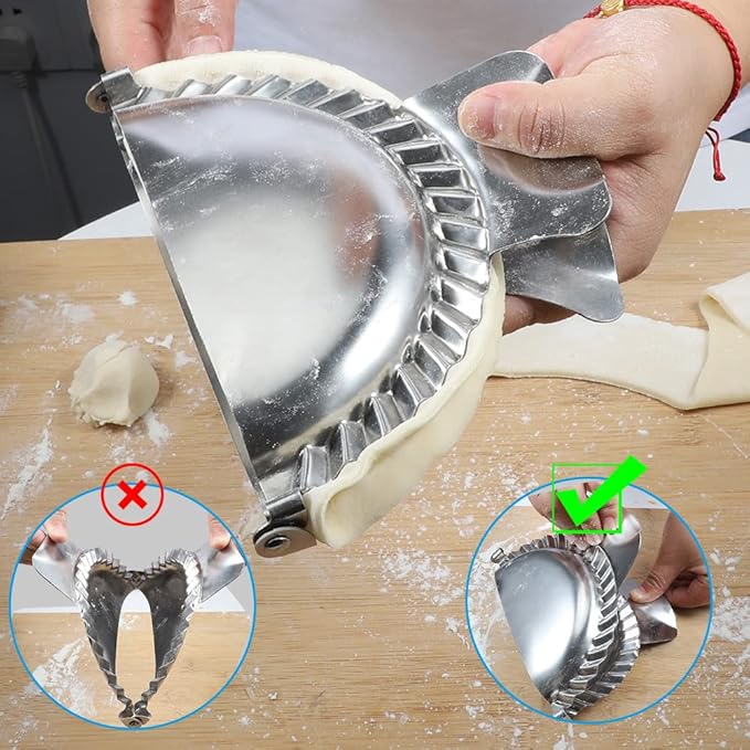 PAMISO Extra Large Empanada Maker - 7 inch Seal with Dough Cutter Circle, Stainless Steel Press, Pastry Tools, Pocket Pie Maker