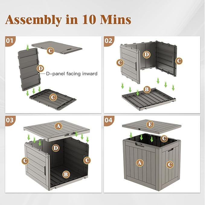 Outdoor Storage Box, 31 Gallon Waterproof Deck Box for Outdoor and Indoor, UV-Resistant Outside Storage with Lockable Lid for Patio, Pool, Garden Tools, Package Delivery, Grey