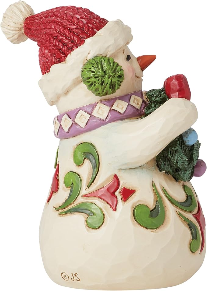 Enesco Jim Shore Heartwood Creek Snowman Wearing Earmuffs Miniature Figurine- Resin Hand Crafted Collectible Mini Figurines Christmas Snowman Home Decor Holiday Shelf Figure, 3.62 Inch, Multicolor