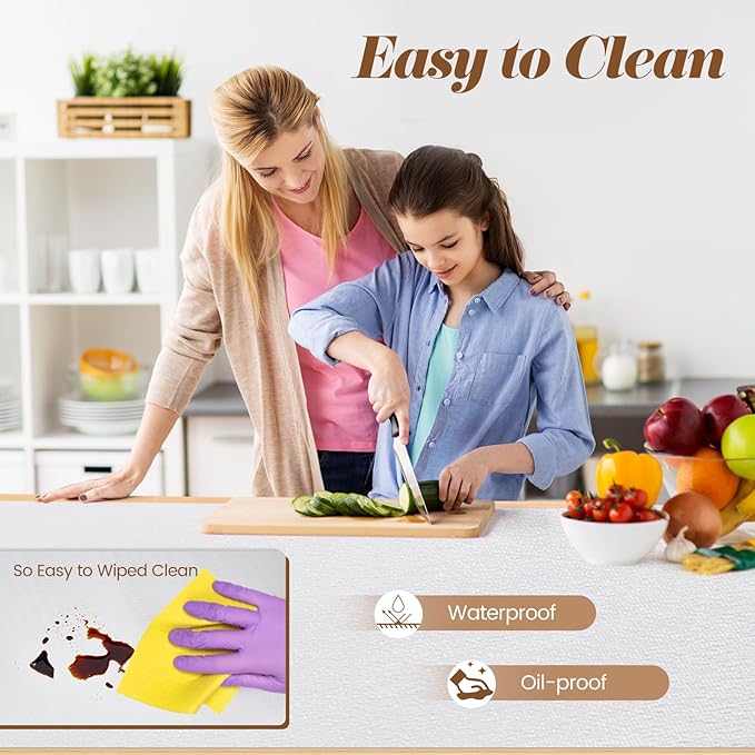 Drawer Shelf Liner for Kitchen Cabinets Non Adhesive, Slip Resistant Shelf Paper Easy to Clean, Strong Grip Thickened Cabinet Liners Waterproof for Pantry Shelves Cupboard, White, 17.5 in x 10 FT