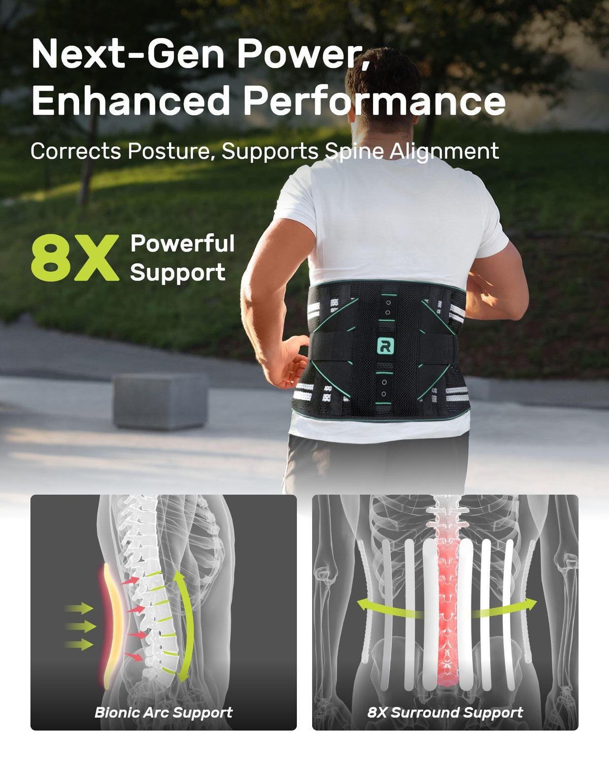 Rakiie Back Brace for Lower Back for Women Men, Elastic Back Support Belt with 8 Stays for Lifting at Work, Breathable Soft Lumbar Support, Blue M
