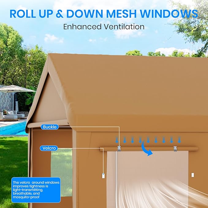 Carport 10x20 Heavy Duty Portable Garage,Carport Canopy with Roll-Up Windows & Doors,Portable Garage and Shelter with Removable Sidewalls,Car Tent Garage with All-Season Tarp for Lawnmower Bike Truck