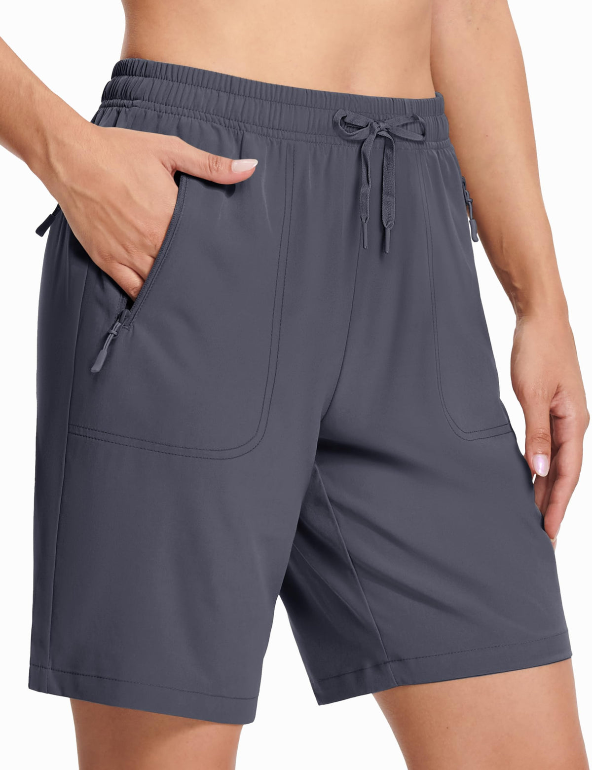 MAGCOMSEN Hiking Shorts Woman Water Resistant with Pockets Quick Dry Lightweight Outdoor Golf Dark Grey M