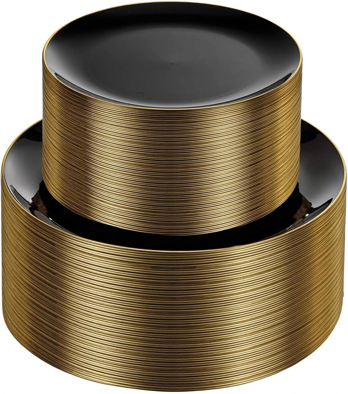 KIRE 60PCS Black Plastic Plates - Black Disposable Plates with Gold Rim - Include 30Pcs 10.25inch for Dinner and 30Pcs 7.5inch for Dessert for Wedding/Graduation/Party/Halloween