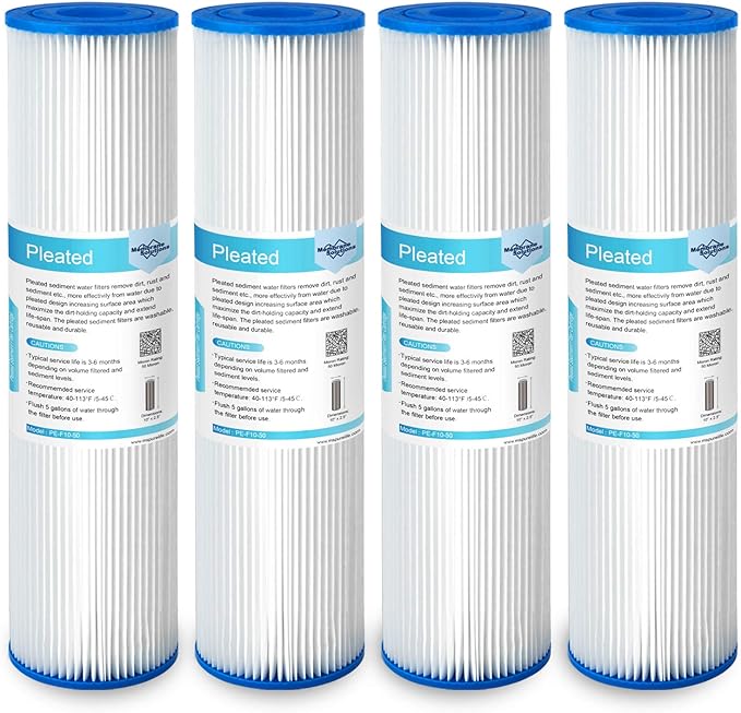 Membrane Solutions 50 Micron Pleated Polyester Sediment Water Filter 10"x2.5"