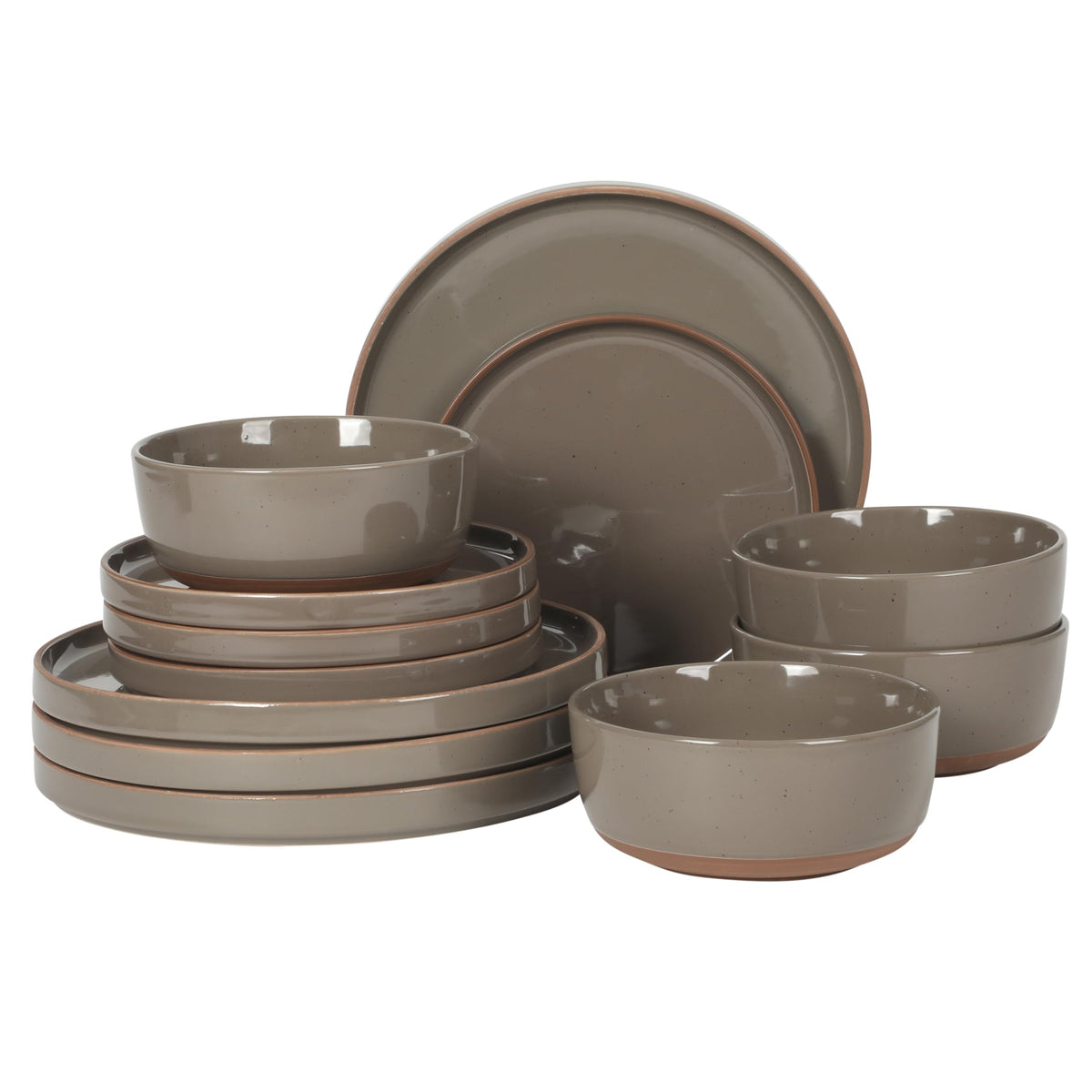 Gibson Elite 12 Piece Matisse Moderna Stoneware Reactive Glaze Plates and Bowls Dishes Dinnerware Set - Cobalt Blue