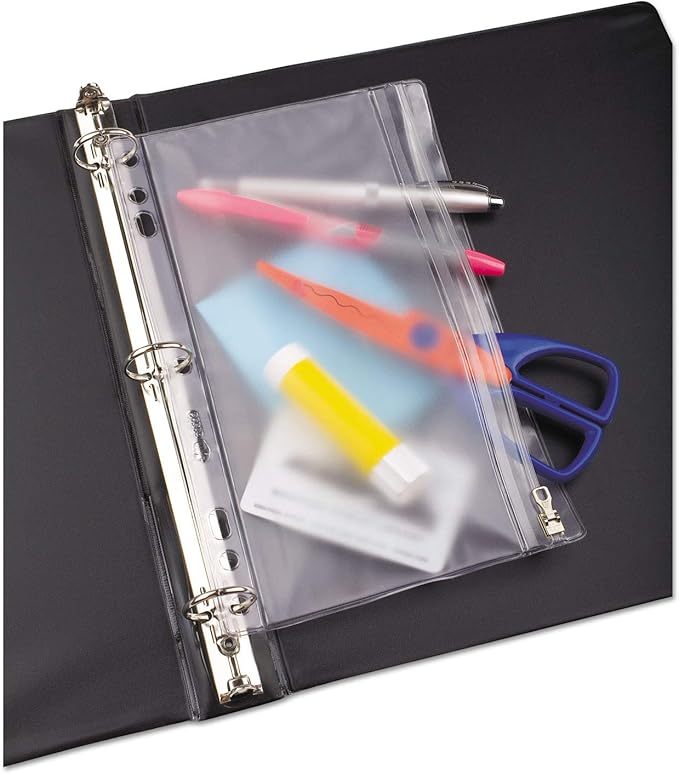 Oxford Clear Binder Pencil Case with Zipper, 6 x 9-1/2, Fits All Ring Binders - 68599