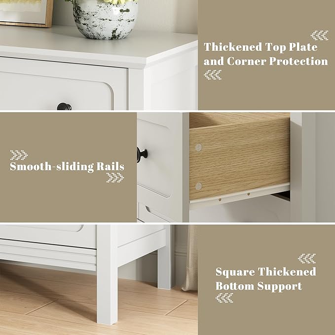 CARPETNAL White Dresser for Bedroom, 55" Wide 9 Drawer Dresser with Metal Handles and Deep Drawers, Modern Large Wood Chest of Drawers for Living Room, Hallway.
