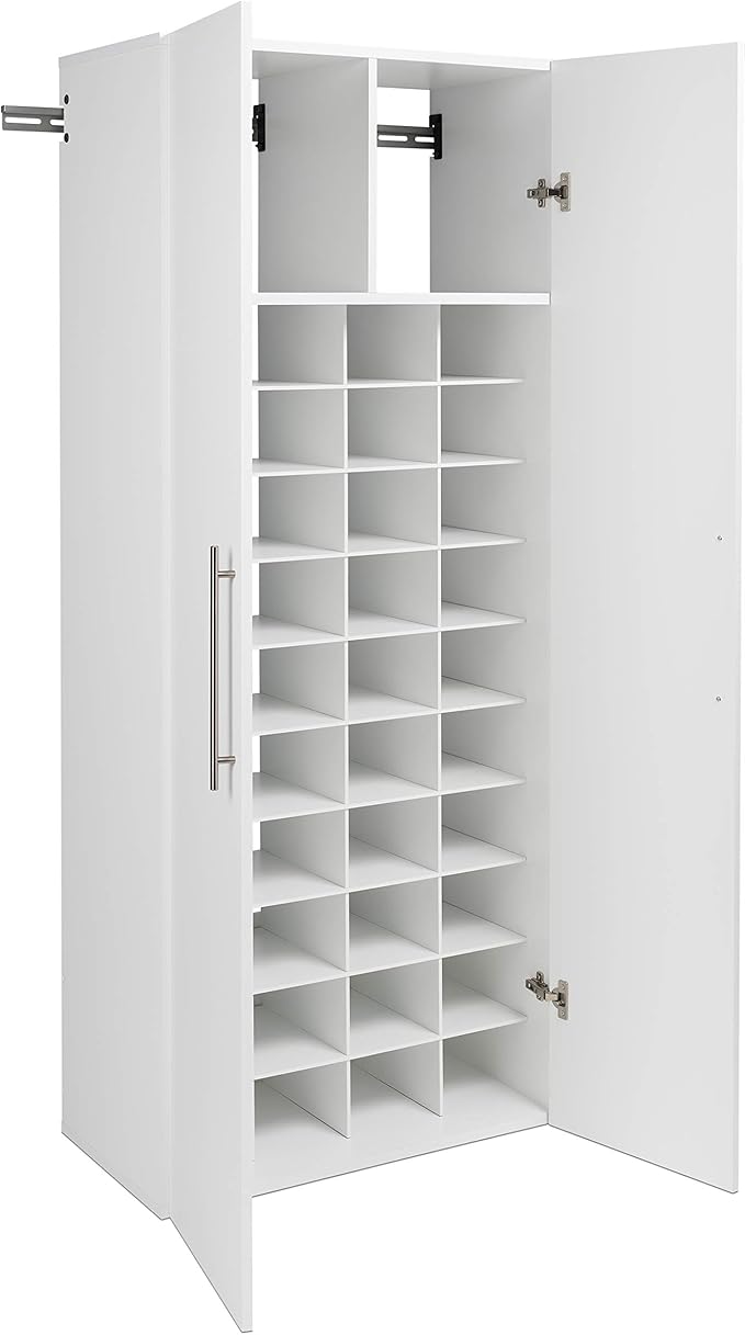 Prepac HangUps 30" Shoe Storage Cabinet, Cabinet Wall Mount, Wall Cabinet Storage for Shoes with 40 Cubbies, Ideal for Utility Room, Garage and Bedroom, 30" W x 72" H x 16" D, White