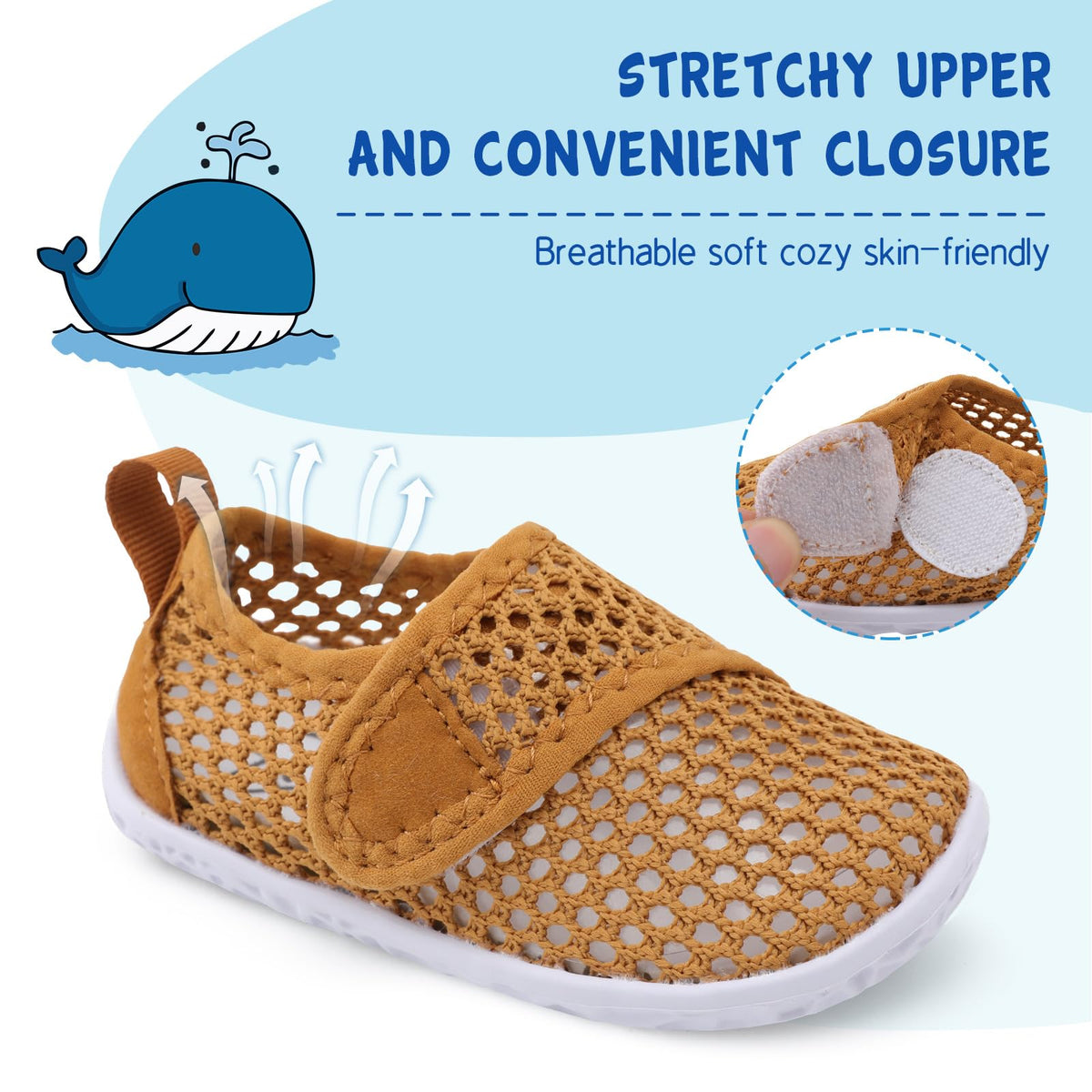 LeIsfIt Boys Girls Water Shoes Kids Aqua Socks Toddler Quick-Dry Swimming Shoes Non-Slip Summer Shoe for Beach Pool Surf, Brown, 11 Toddler
