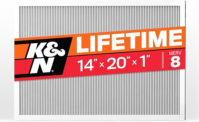 K&N 14X20X1 HVAC Furnace Air Filter, Lasts a Lifetime, Merv 8, the Last HVAC