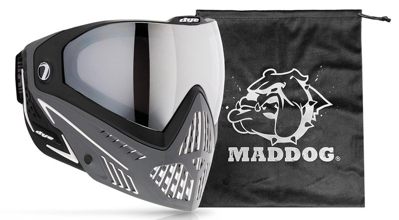 Maddog Dye i5 Thermal Dual-Pane Anti-Fog Lens Paintball Airsoft Mask Goggle System Combo with Microfiber Storage Bag | High Performance Safety Certified Protection - Shades - Grey/White/Black
