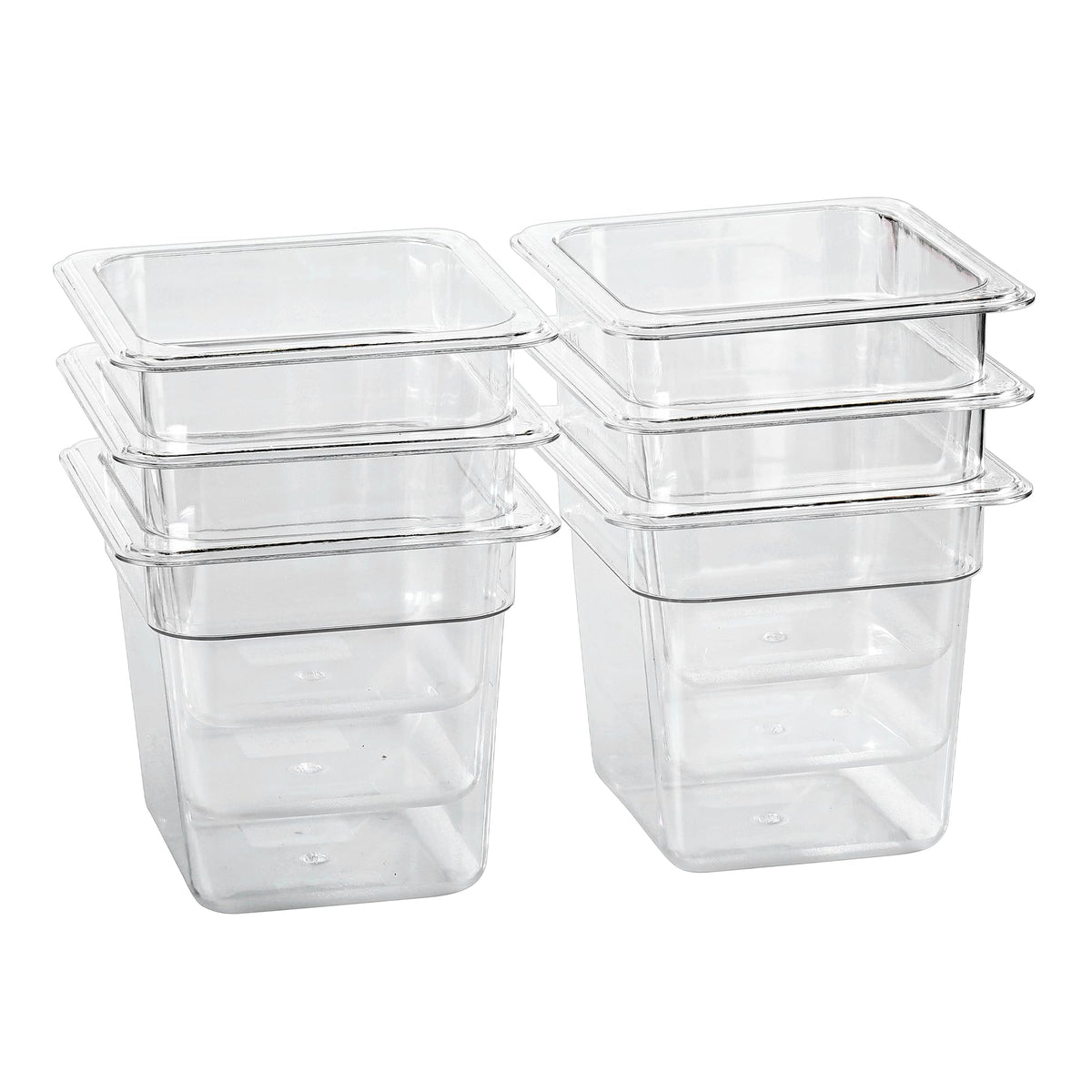 EGGKITPO 1/3 Size Food Containers 6 Pack 6 Inch Deep Pan Clear BPA free Polycarbonate Stackable Commercial Hotel Pan for Food Serving Freezer Safe