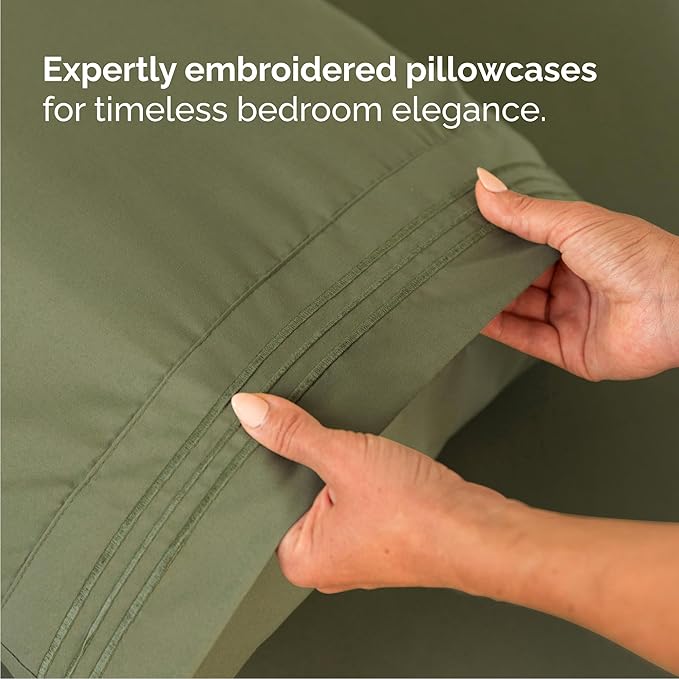 Cal King Size 4 Piece Sheet Set - Comfy Breathable & Cooling Bed Sheets Set - Hotel Luxury Bedding for Women, Men, Kids, Teens, Boys & Girls - Deep Pockets, Soft, Wrinkle Free - Oeko-Tex - Sage Green