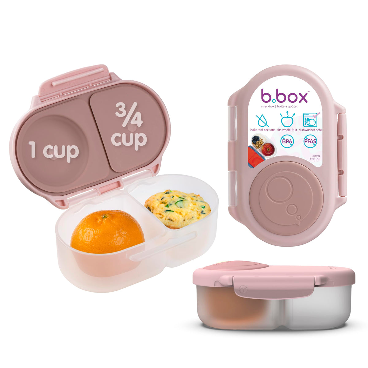 b.box Snack Box 2-Pack, Snack Containers for Kids, 1.75 Cup Kids Lunch Box