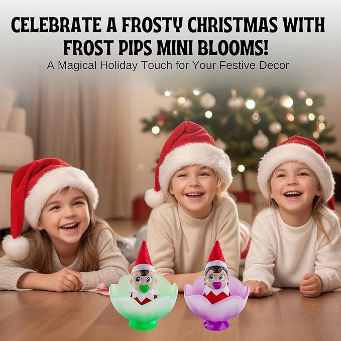 The Elf on the Shelf Frost Pips Mini Blooms with Frost Flower Cradle | Elf Baby Girl and Boy with Blue Eyes | Mini Elf Decorations for Kids | Frost Pips Collection of 2