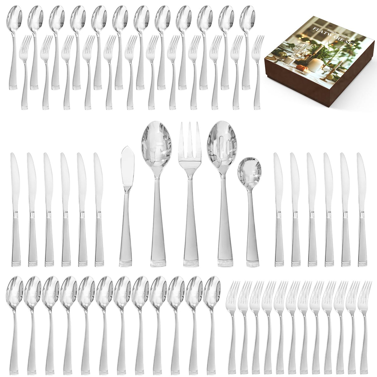 KINGSTONE 20-Piece Flatware Set, 18/10 Stainless Steel Silverware Set for 4