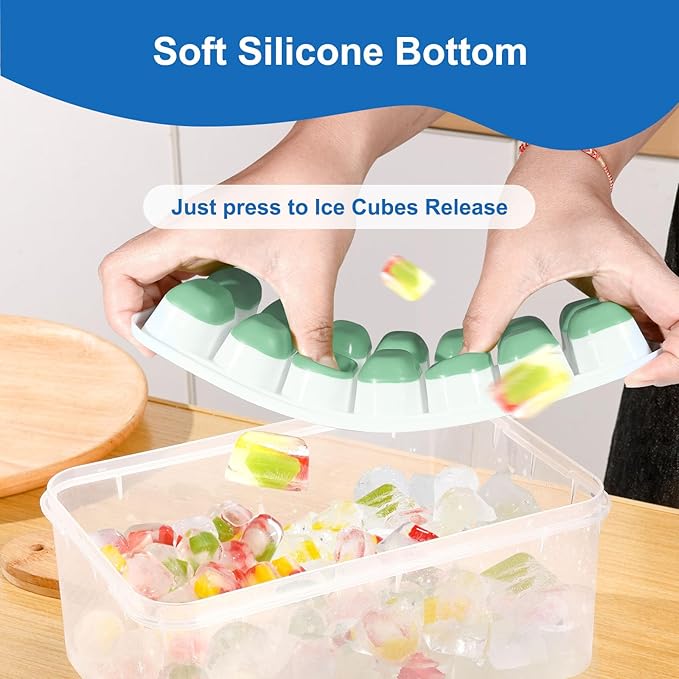 Weftnom Ice Cube Trays with Lids for Freezer, 5 Pack Silicone Set, 70 Cubes