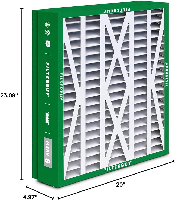 Filterbuy 21x23.5x5 Air Filter MERV 8 Essential Dust & Allergy Defense