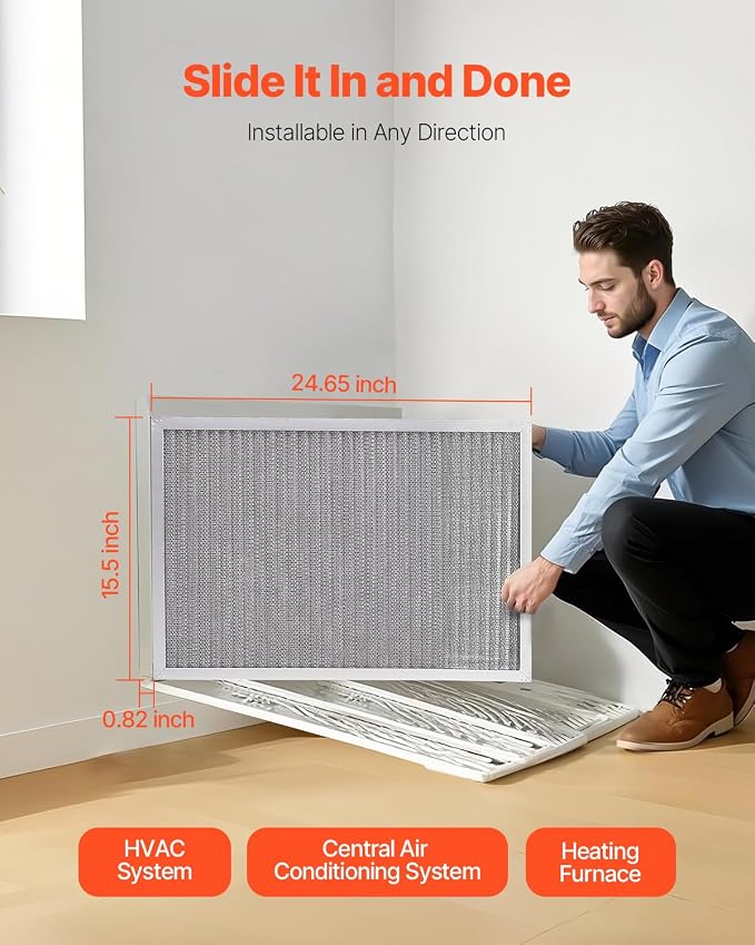 VEVOR Electrostatic Air Filter, MERV 8 Long Lifetime, Healthier Home or Office