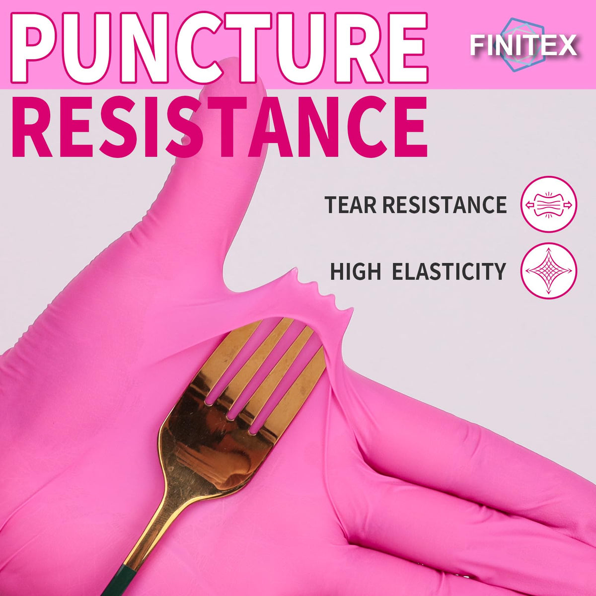 FINITEX Nitrile Disposable Latex-Free Gloves - 3.5mil 100PCS/Box 9inch Long Powder-Free Guantes de Nitrilo Cleaning Medical Exam Food Cooking Glove (100, Medium)