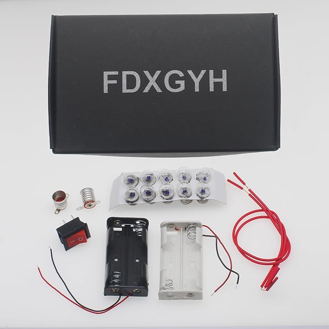FDXGYH 1 Pack Electrical Circuit Experiment Kit DIY Circuit Experiment Small Bulb Lights up Kit Battery Box Lamp Holder Switch for Home School Educational Kit (2.5V)