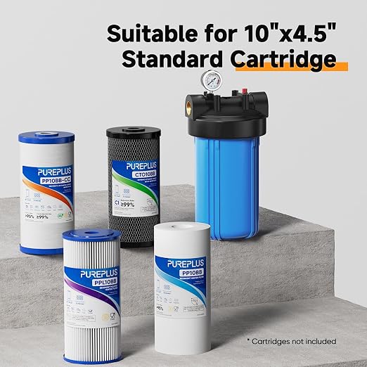 PUREPLUS Whole House Water Filter Housing, Pre-Filtration System,