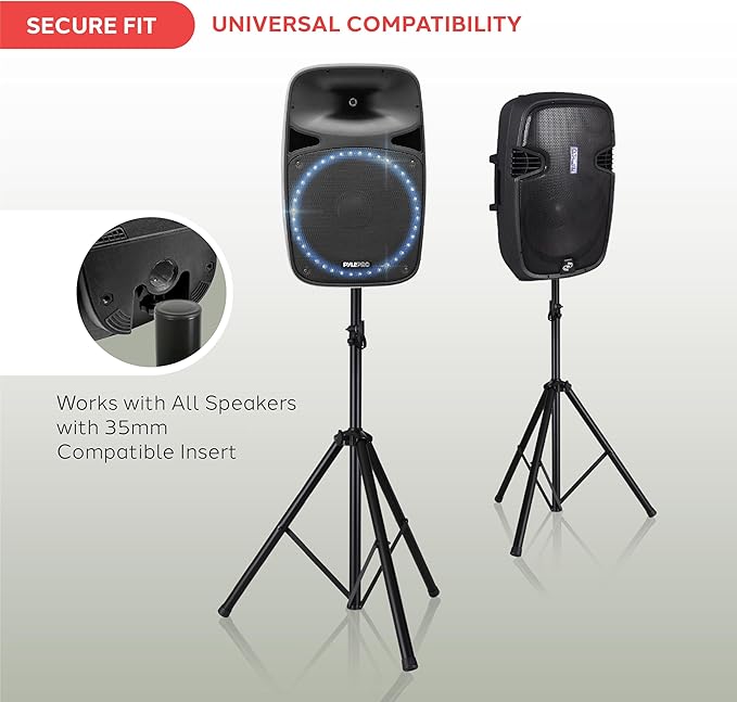 Pyle Universal Speaker Tripod Stand Mount - 6' Sound Equipment Holder Height Adjustable Up to 70 Inches For Speakers w/ 35mm Compatible Insert Perfect for Home, On Stage or In Studio Use