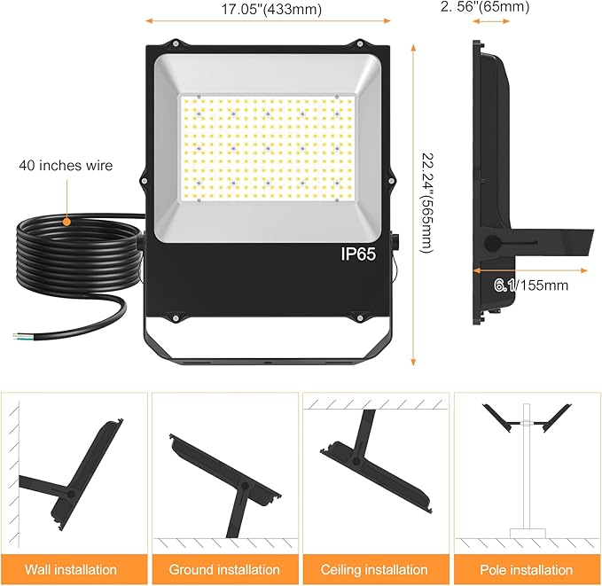 240W LED Flood Light 33600LM Super Bright Outdoor 5000K Security Lights ETL Listed 100-277V Waterproof Commercial Street Area Lighting for Garage Yard Parking Lot