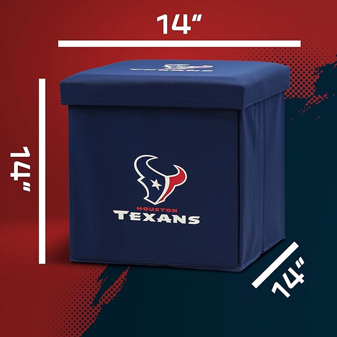 Franklin Sports NFL Storage Ottoman + Container - Folding Organizer Bins - Office, Bedroom + Living Room Decor - 14" x 14