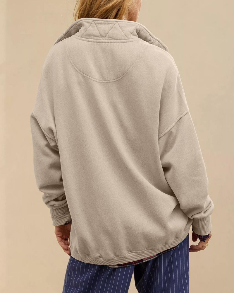 Gacaky Sweatshirt for Women Oversized Casual Long Sleeve Button Henley Neck Pullover Tops Fashion Outfits ClothesKhakigray XL