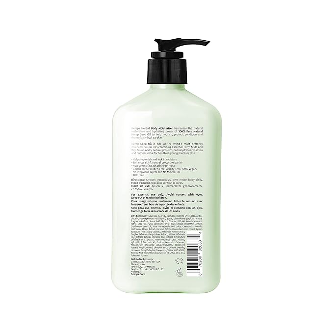 HEMPZ Body Lotion - Green Tea & Asian Pear Daily Moisturizing Cream, Shea Butter Body Moisturizer - Skin Care Products, Hemp Seed Oil - Large