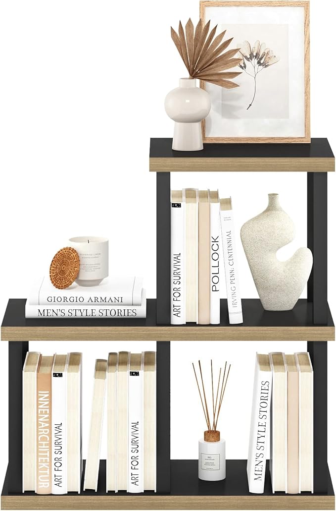 Furinno Turn-N-Tube No Tools 3-Cube Decorative Display Shelf, Americano/Black