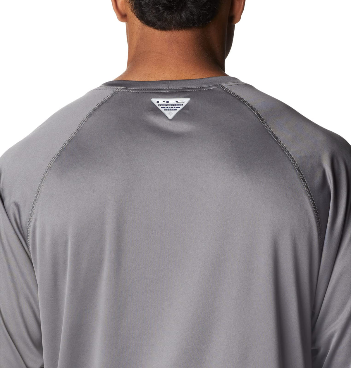 Columbia Men's Terminal Tackle Long Sleeve Fishing Shirt, City Grey/Pink Pop Logo, Medium