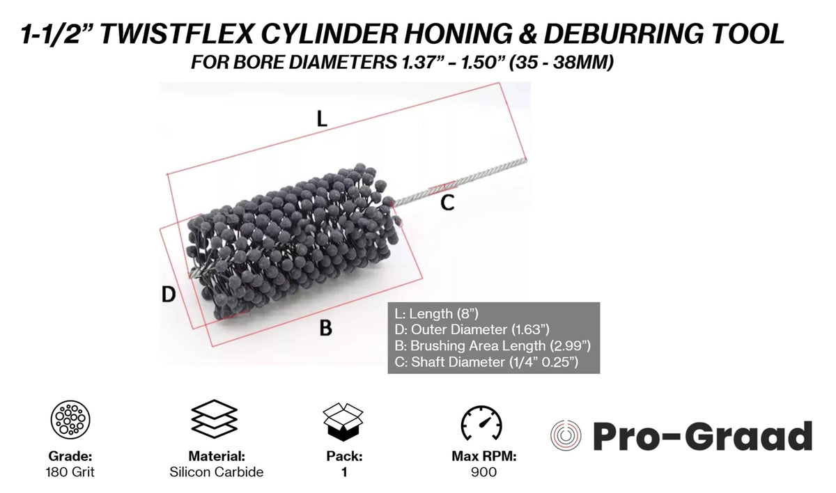 3" 240 Grit Silicon Carbide TwistFlex Cylinder Hone for 2.8"- 3.02" Bores